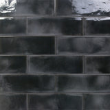 Diesel Camp Smoke Black 4x12 Glossy Ceramic Subway Tile - Lux Tile
