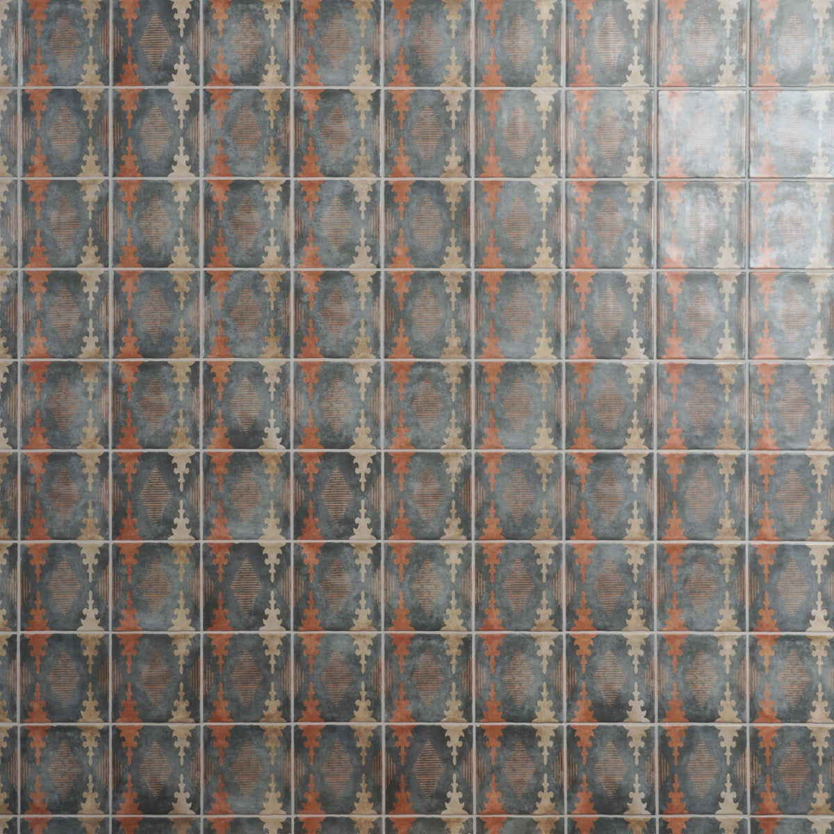 Paula Purroy Talia Aztec Blue Terracotta 5x5 Matte Ceramic Tile