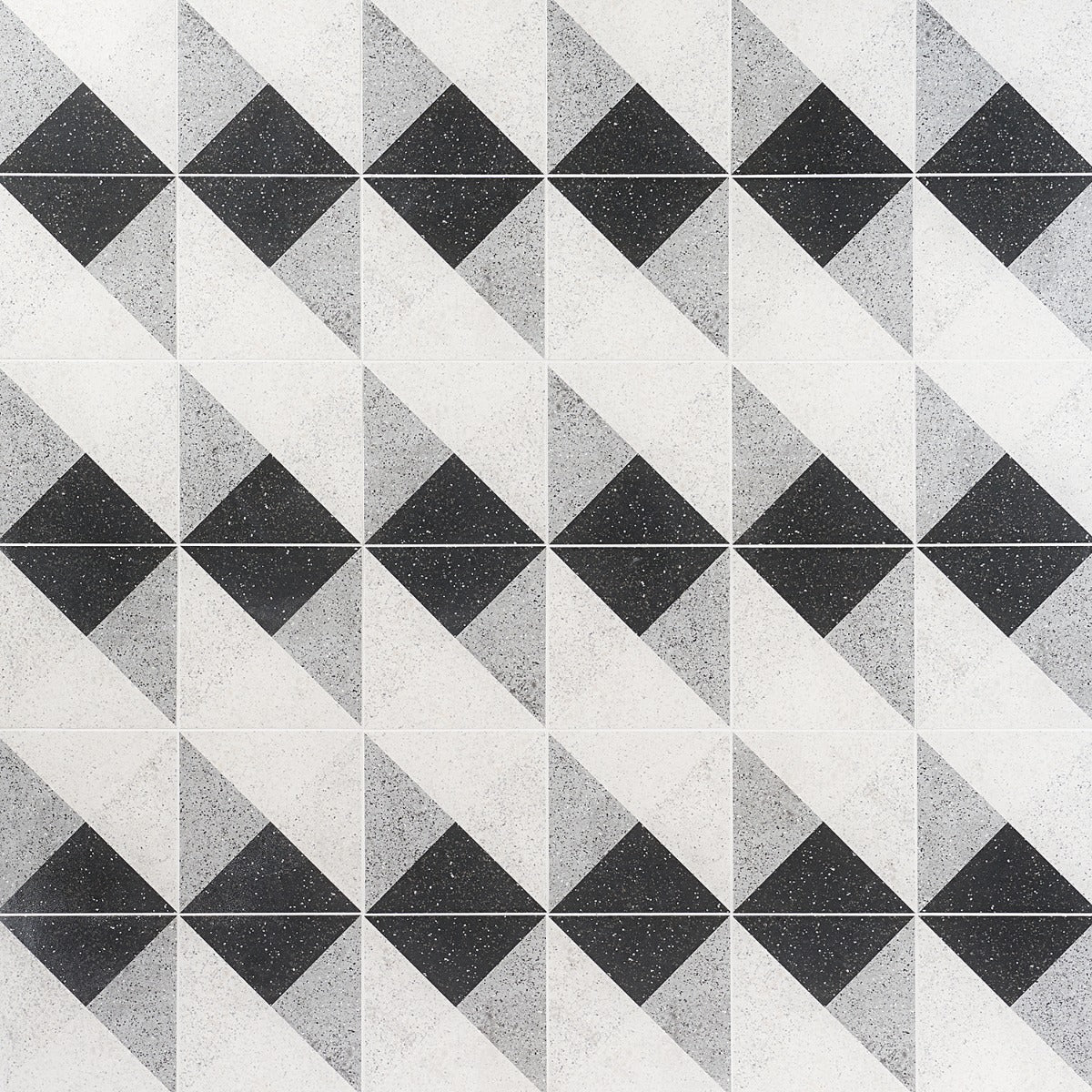Art Geo Deco Charcoal Black Matte Porcelain Tile by Elizabeth Sutton - 8x8