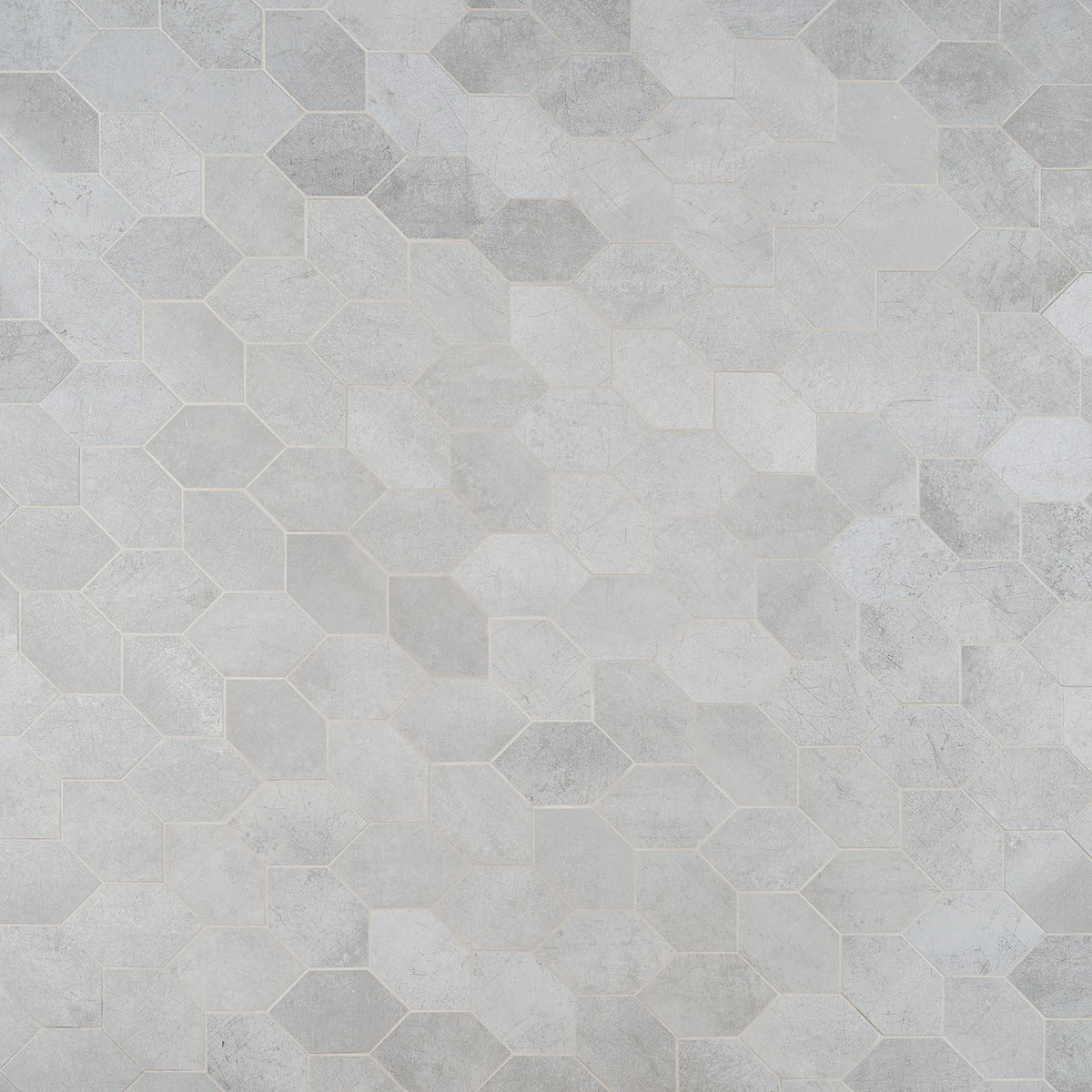 Bond Nimbus Silver Foliage Hexagon Matte Porcelain Mosaic Tile - Lux Tile
