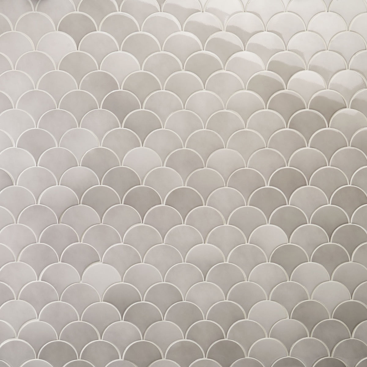 Lux Tile Mist Gray Fish Scale Polished Ceramic Wall Tile - 5"
