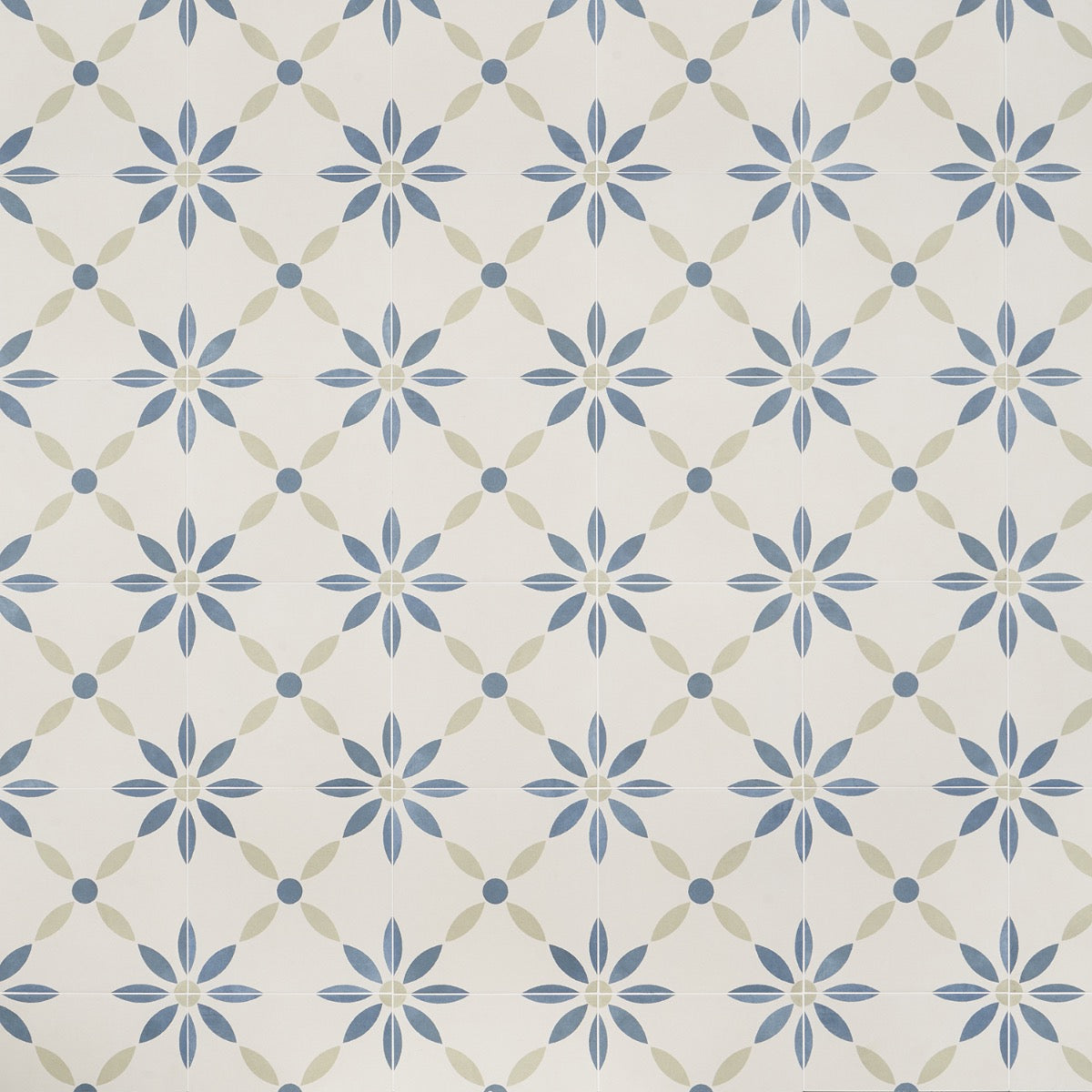 Lapaz White Flower 9x9 Matte Porcelain Tile - Mediterranean Design