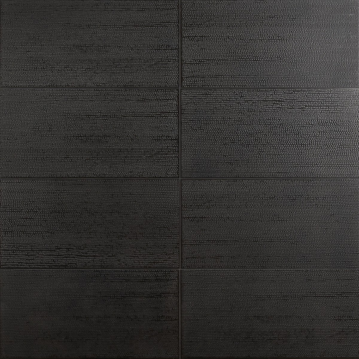 Lux Tile Rethink Decoro Leather Black 12x24 Textured Matte Porcelain Wall Tile