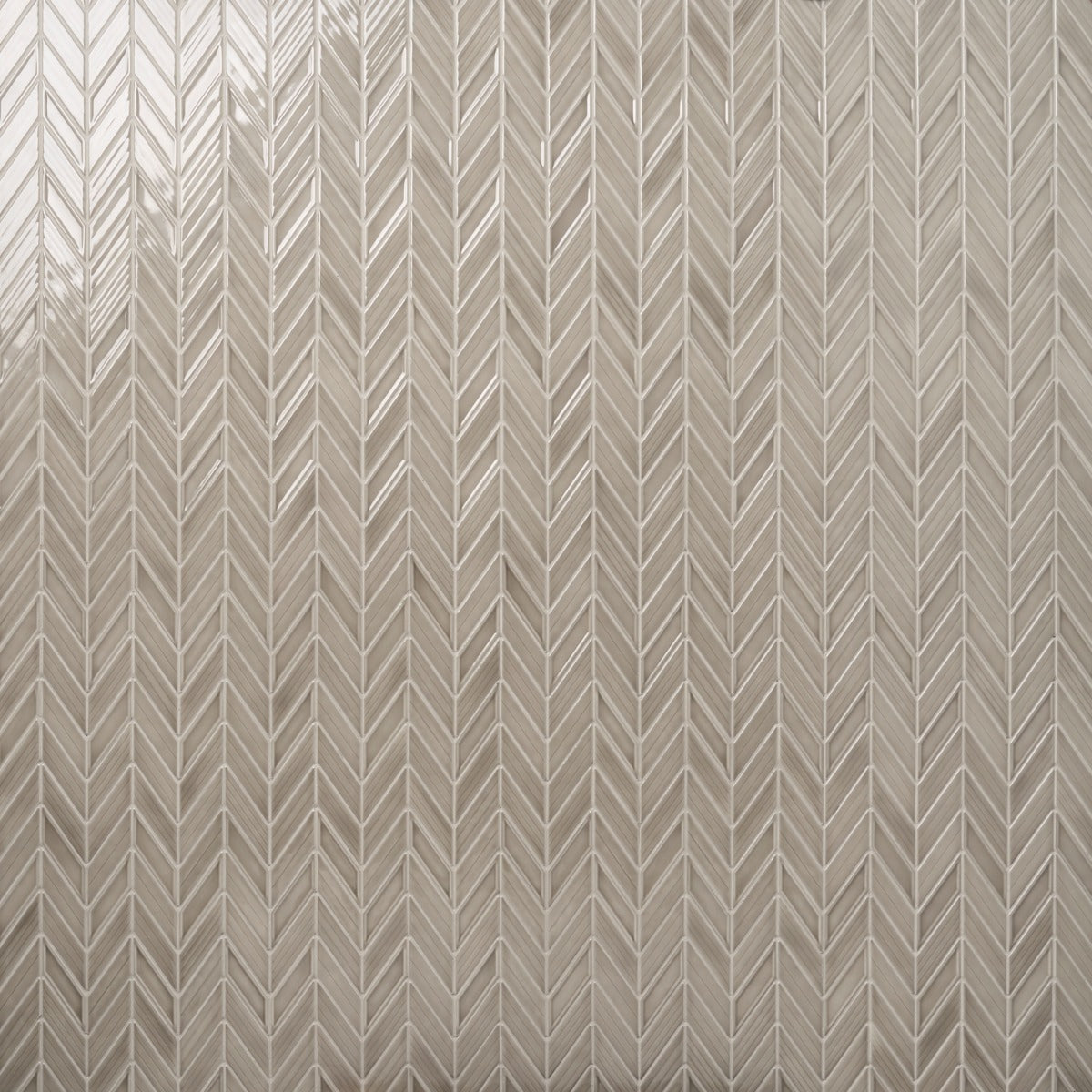 Brookline Chevron Warm Gray 1x5 Glossy Ceramic Mosaic Tile
