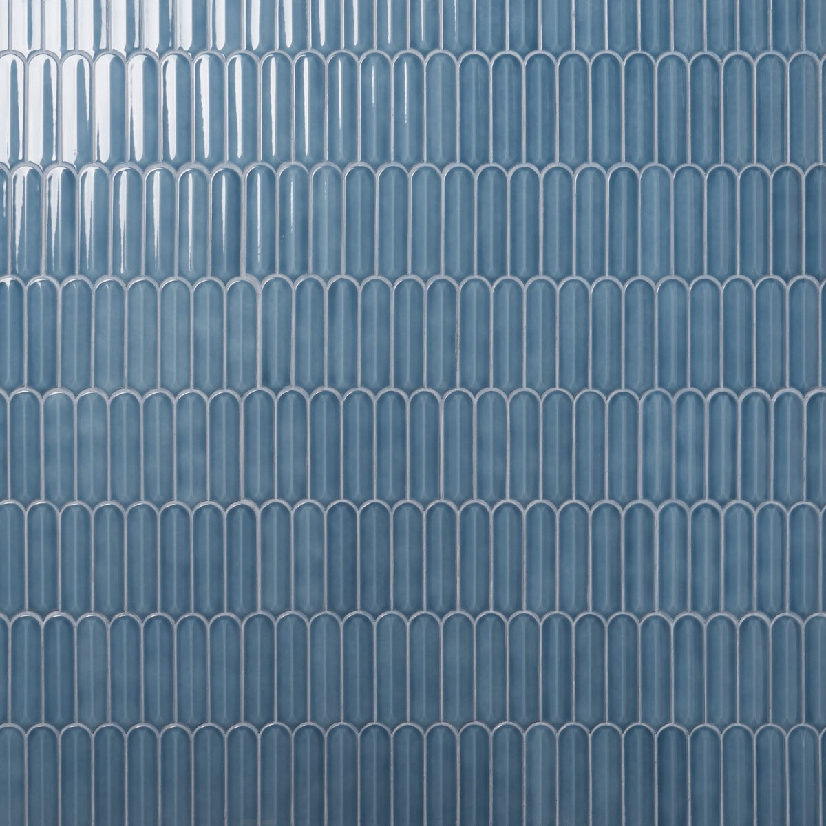Brookline Feather Coastal Blue Fish Scale Glossy Ceramic Mosaic Tile - 2x7