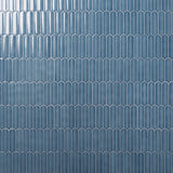 Brookline Feather Coastal Blue Fish Scale Glossy Ceramic Mosaic Tile - 2x7