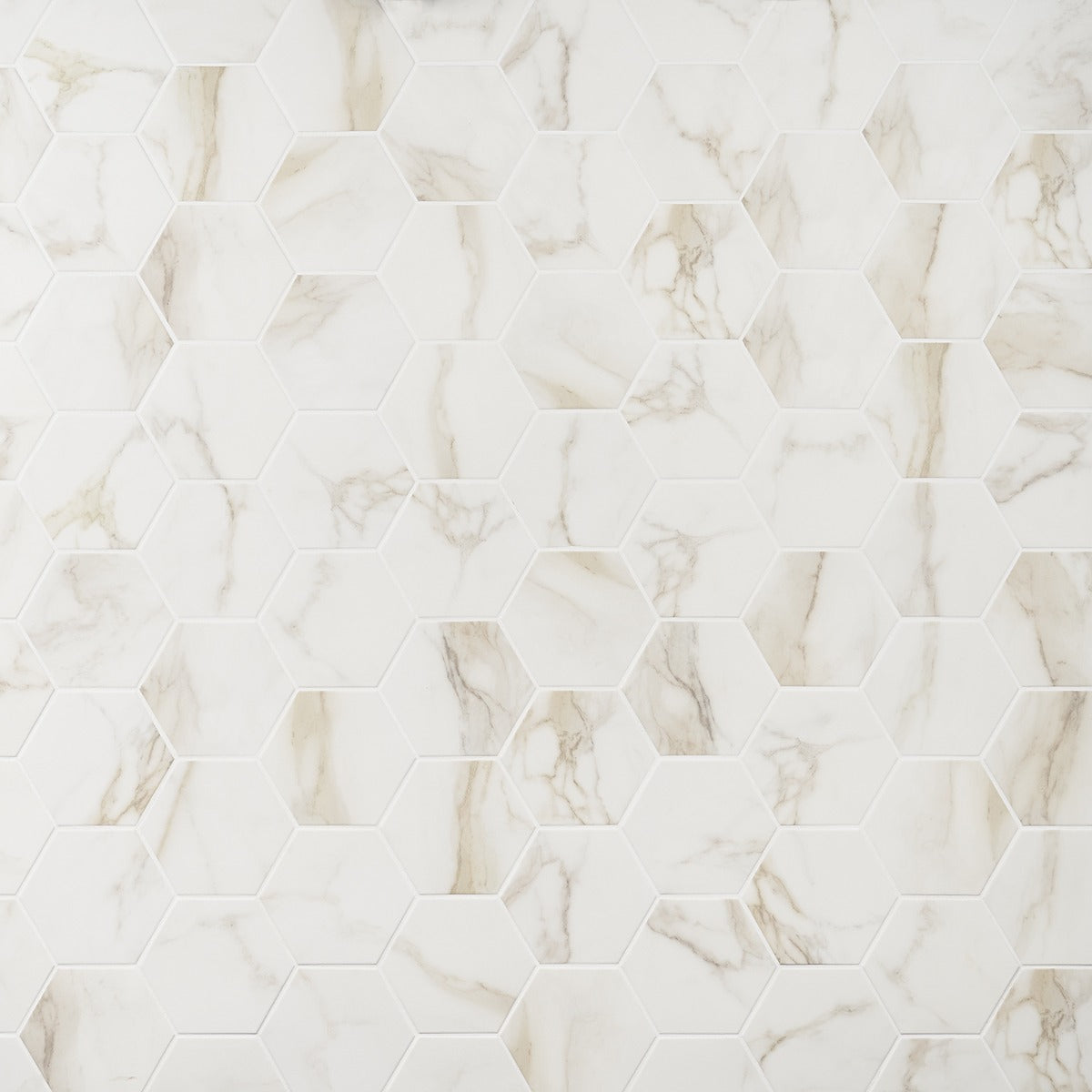 Amalfi Calacatta White 6" Hexagon Matte Porcelain Tile - Lux Tile