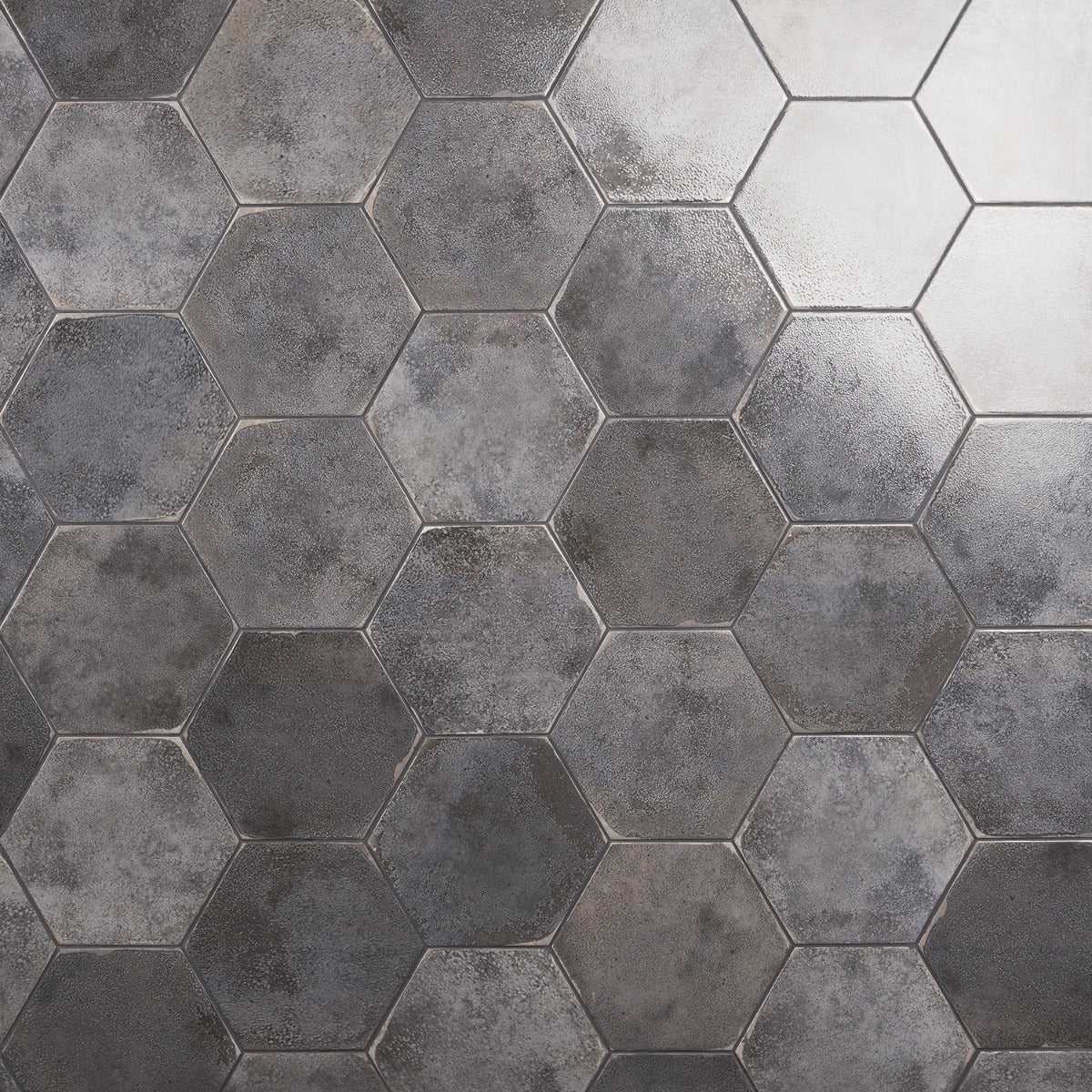 Kalay Antracite Gray 9" Hexagon Polished Porcelain Tile