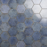 Kalay Blue 9" Hexagon Polished Porcelain Tile - Lux Tile