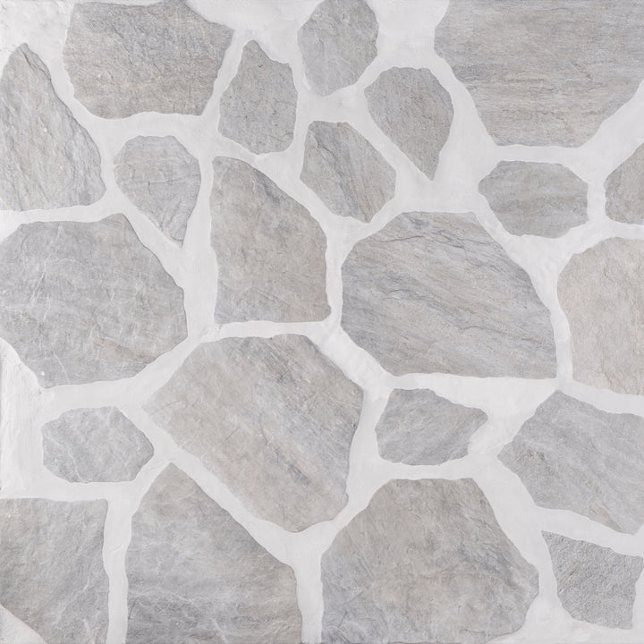 Pathstone Gris Gray Textured Matte Porcelain Flagstone Tile - Lux Tile