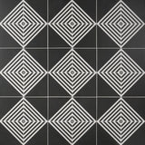 Lux Tile B2W Black & White Stripe Negative 8x8 Matte Porcelain Tile