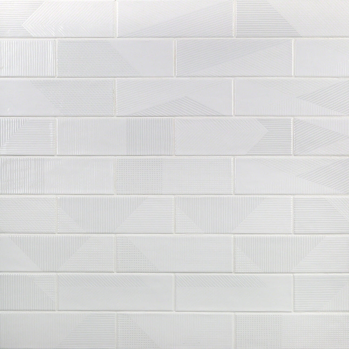 Enigma White 2x8 Textured Polished Ceramic Subway Tile - Lux Tile