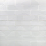 Enigma White 2x8 Textured Polished Ceramic Subway Tile - Lux Tile