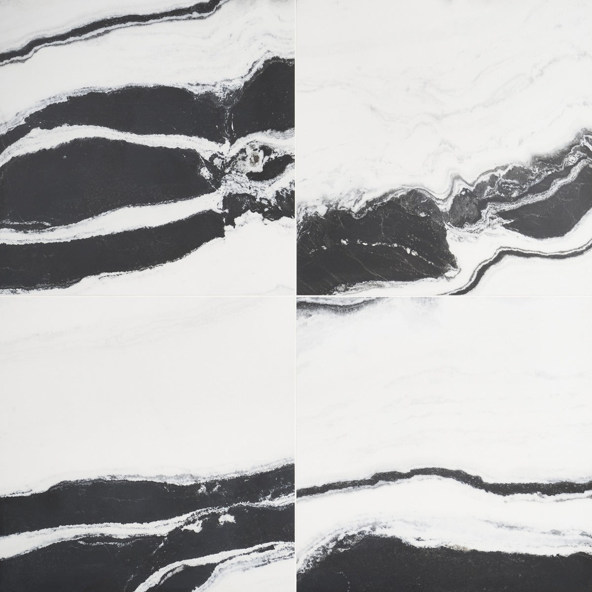 Drama Waves Black & White 24x24 Matte Porcelain Tile by Lux Tile