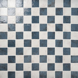 Greta Checkerboard Midnight Blue and Seashell White 5x5 Glossy Textured Porcelain Tile