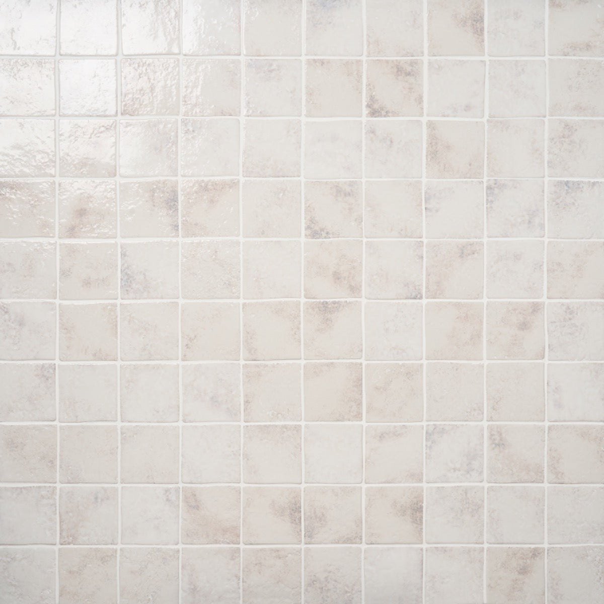 Greta Seashell White 5x5 Glossy Textured Porcelain Tile by Lux Tile