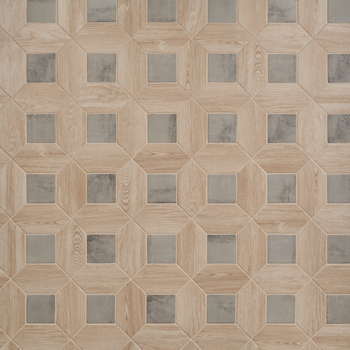 Morocco Oak Beige and Dove Gray Porcelain Tile - Square and Picket Shapes