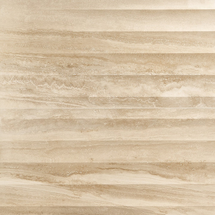 Lumar Waves 3D Travertino Crema Beige 24x48 Matte Porcelain Tile