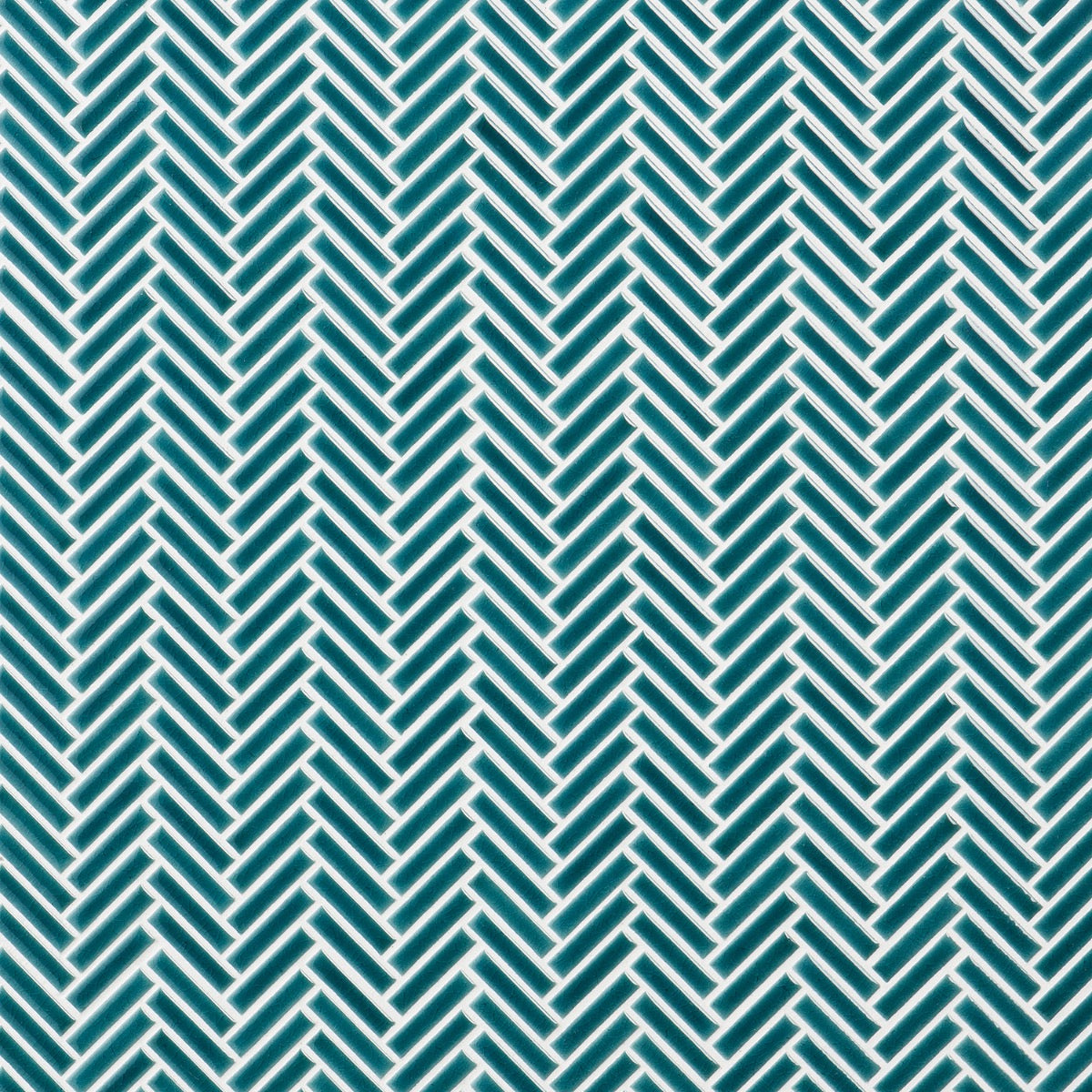Kai Teal Herringbone Crackled Glossy Porcelain Mosaic Tile - Lux Tile
