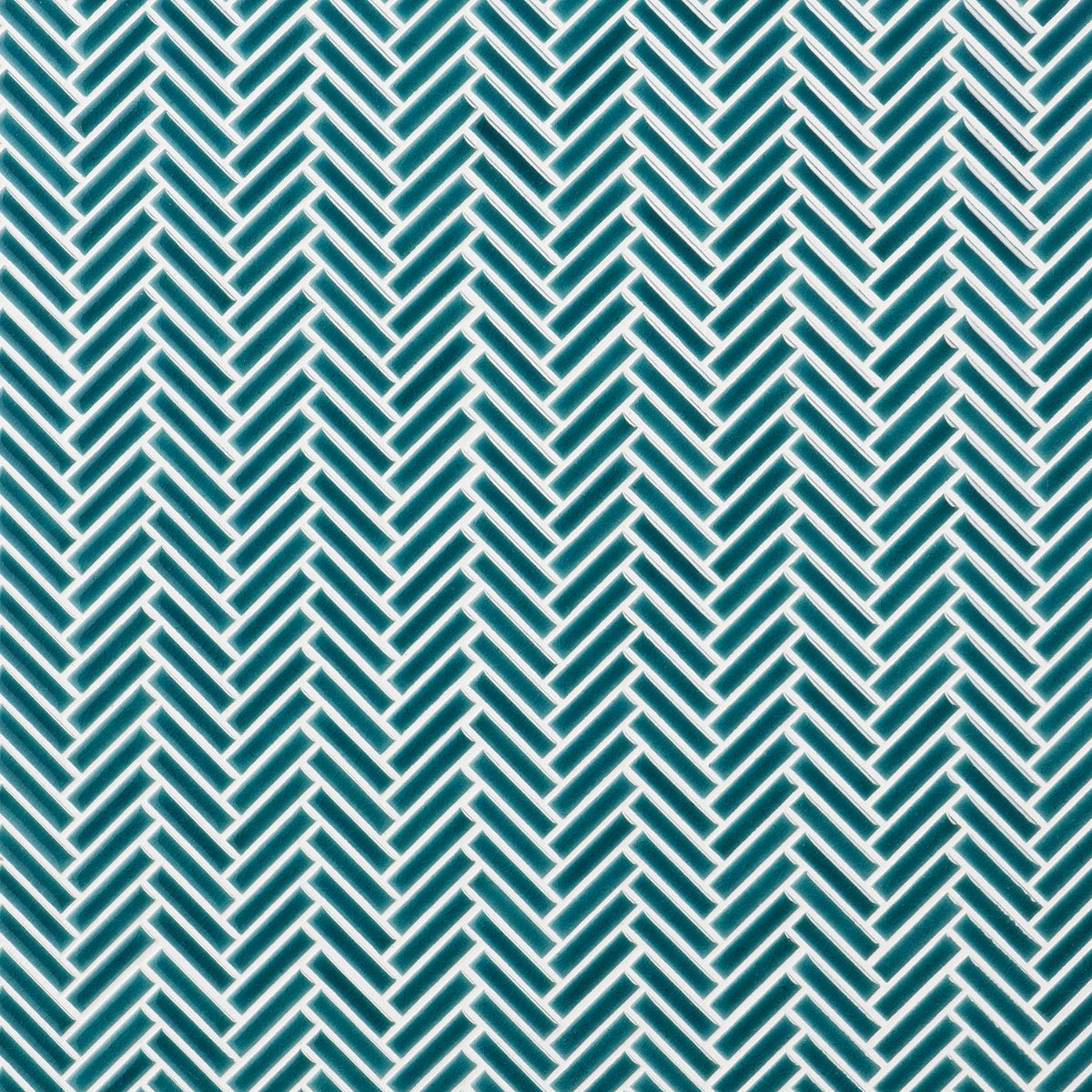 Kai Teal Herringbone Crackled Glossy Porcelain Mosaic Tile - Lux Tile