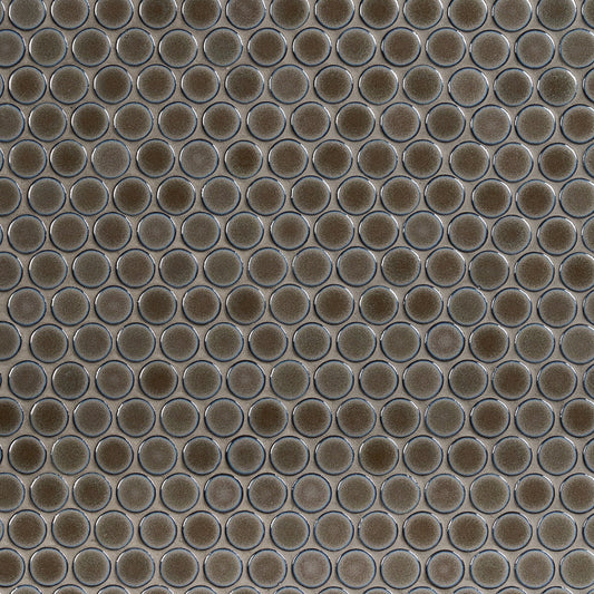Nirvana Dark Gray Rimmed 1" Circle Polished Porcelain Mosaic Tile - Lux Tile