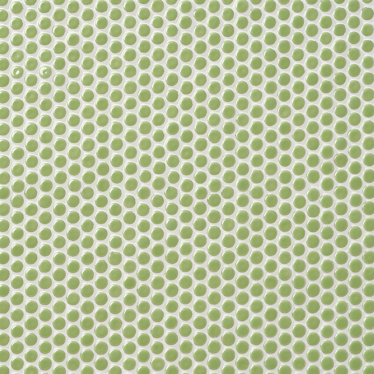 Eden Electric Lime Green Penny Round Polished Porcelain Mosaic Tile