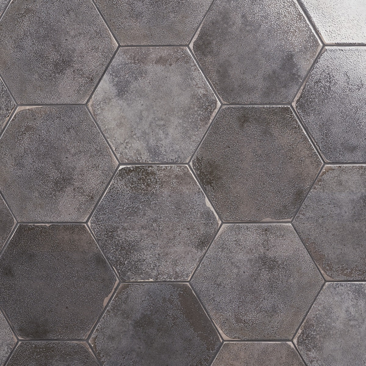 Kalay Antracite Gray 9" Hexagon Polished Porcelain Tile