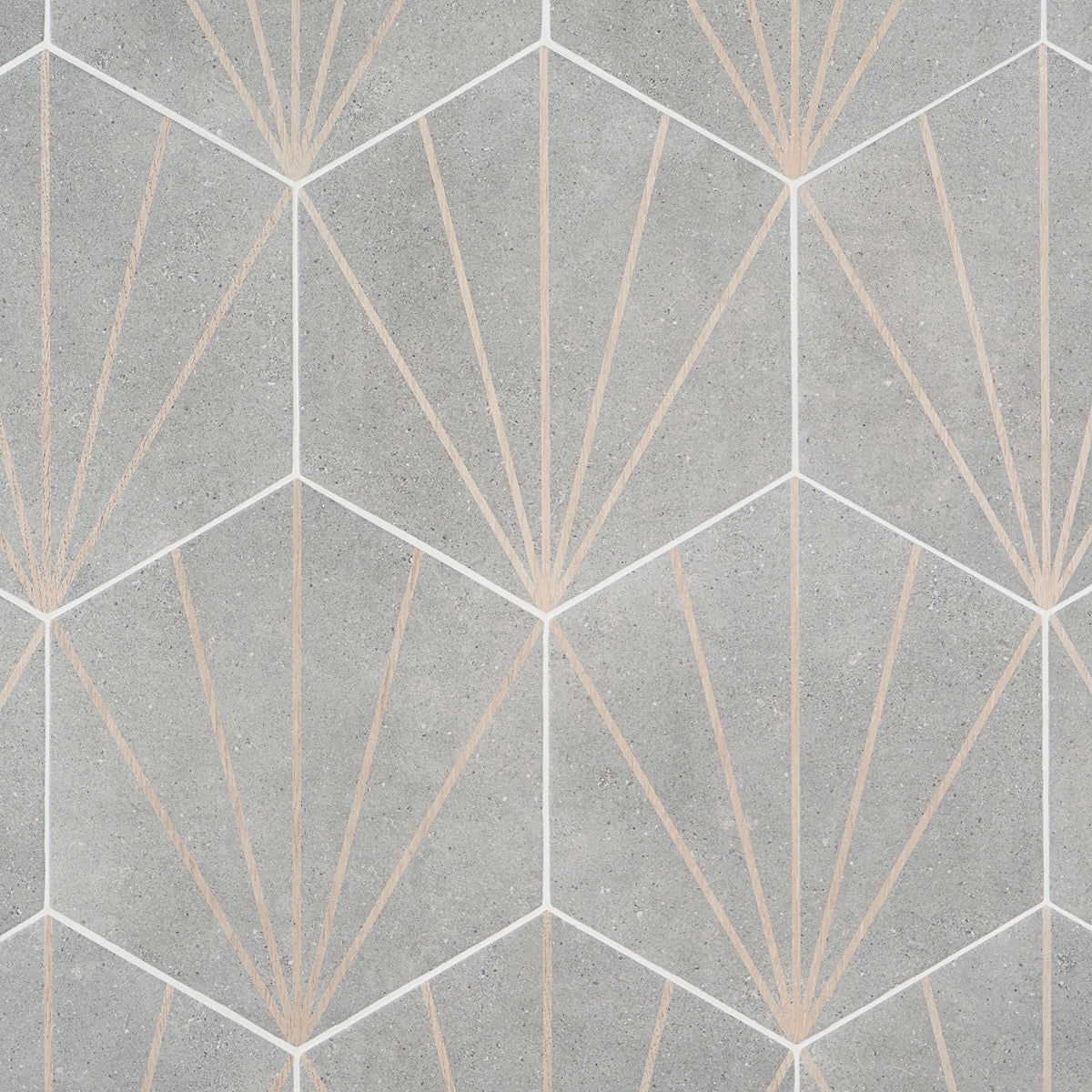 Lux Tile Pergola Beams Gray Hexagon Matte Porcelain Tile 12.5"