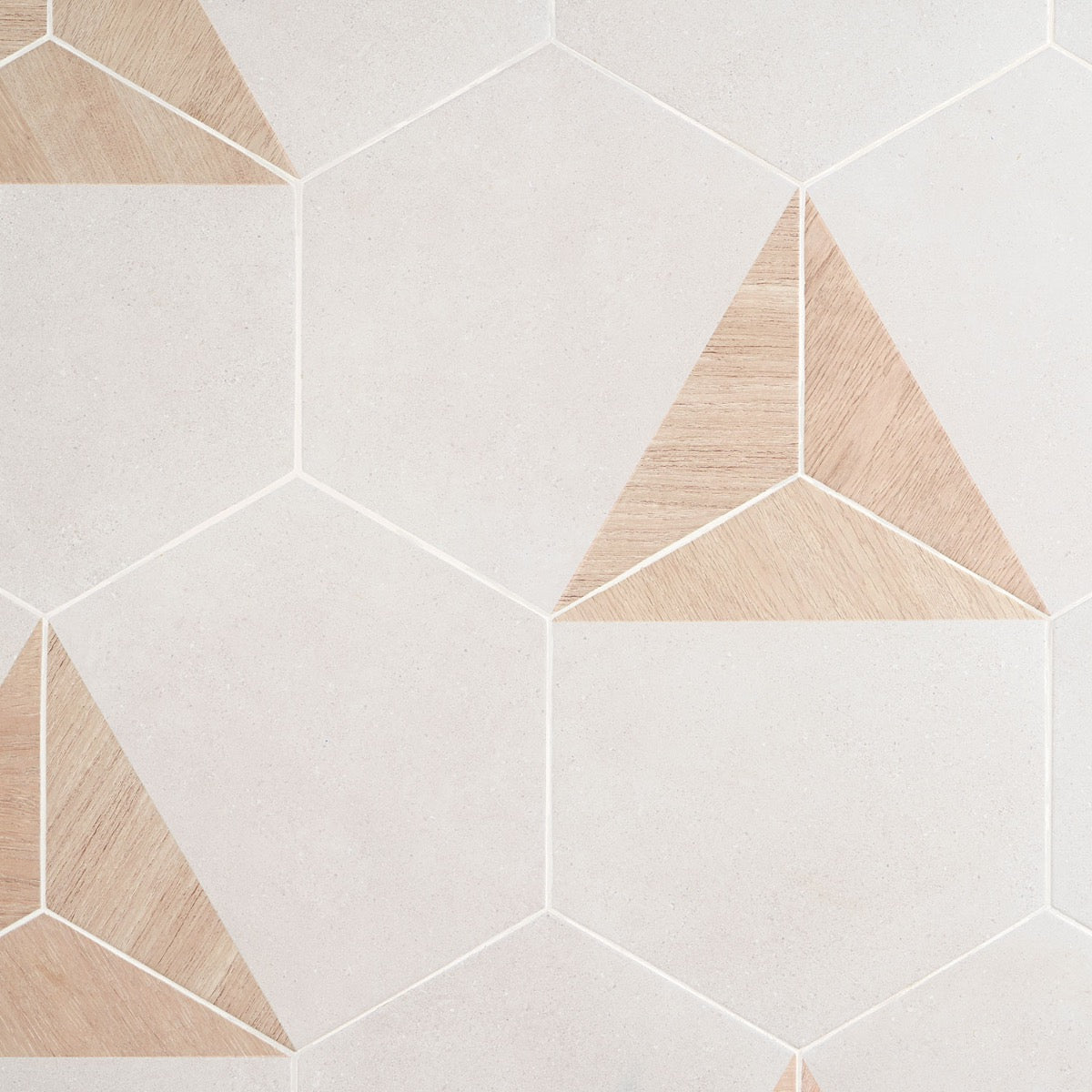 Lux Tile Pergola Wood White 12.5" Hexagon Matte Porcelain Tile