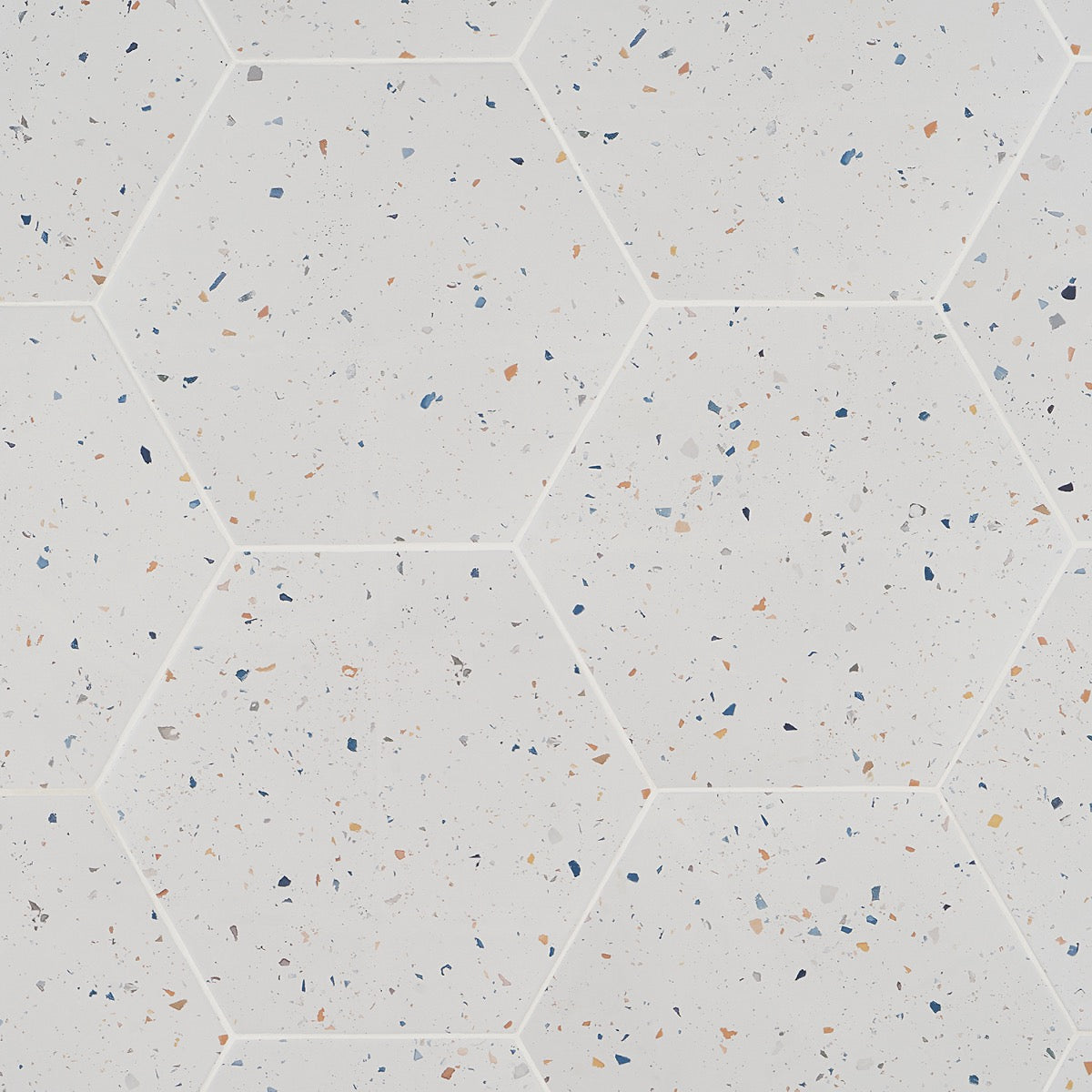 Six Hexagon Multi White Matte Porcelain Tile - 12.5" Terrazzo Look