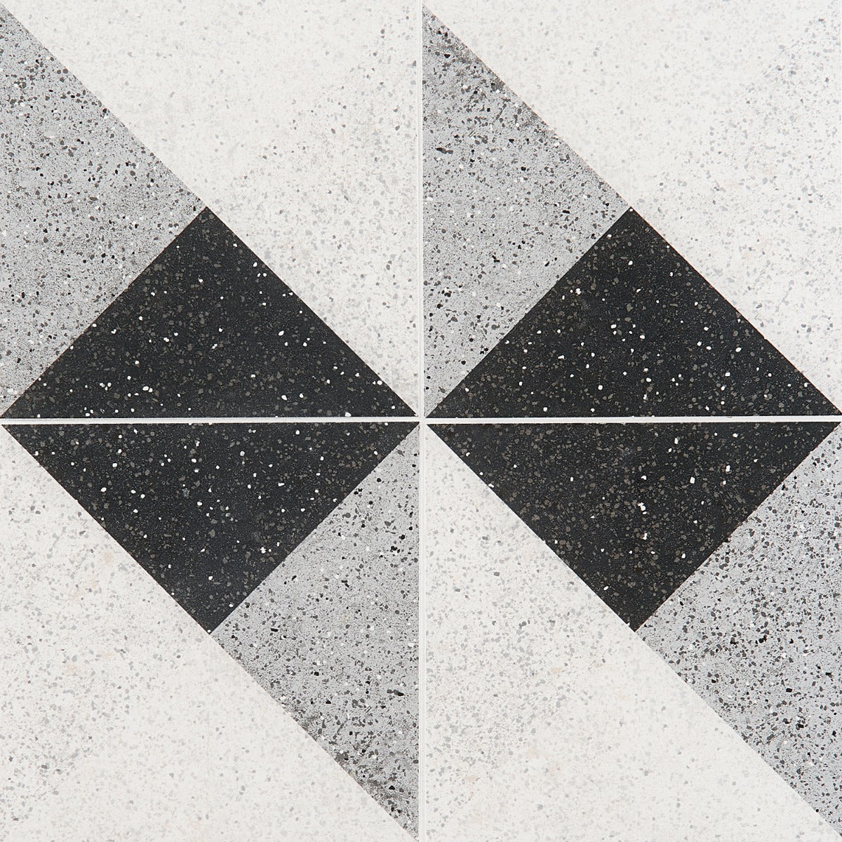 Art Geo Deco Charcoal Black Matte Porcelain Tile by Elizabeth Sutton - 8x8