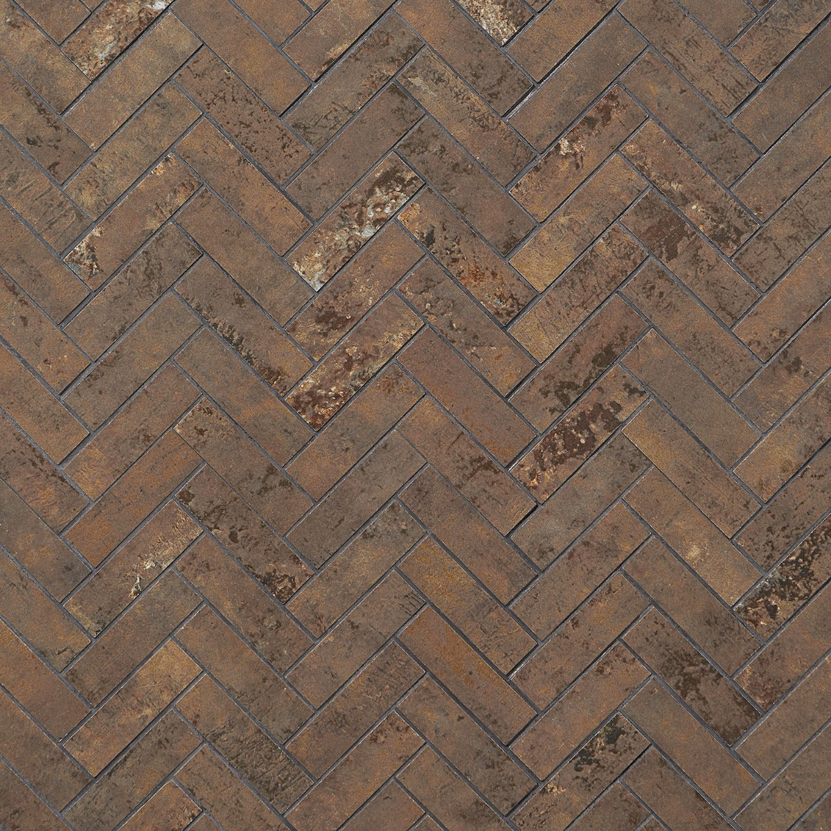 Lux Tile Portrait Copper Herringbone Matte Porcelain Mosaic Tile