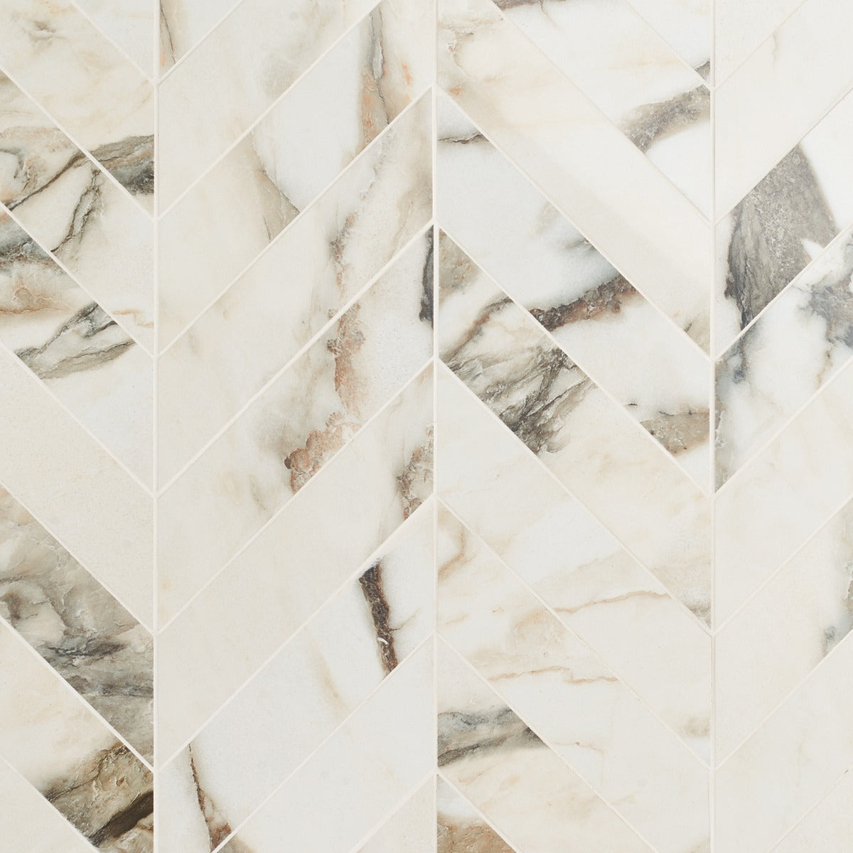 Dreamstone Calacatta Rustico Chevron Polished Porcelain Mosaic Tile