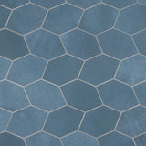 Bond Indio Blue Foliage Hexagon Matte Porcelain Mosaic Tile - Lux Tile