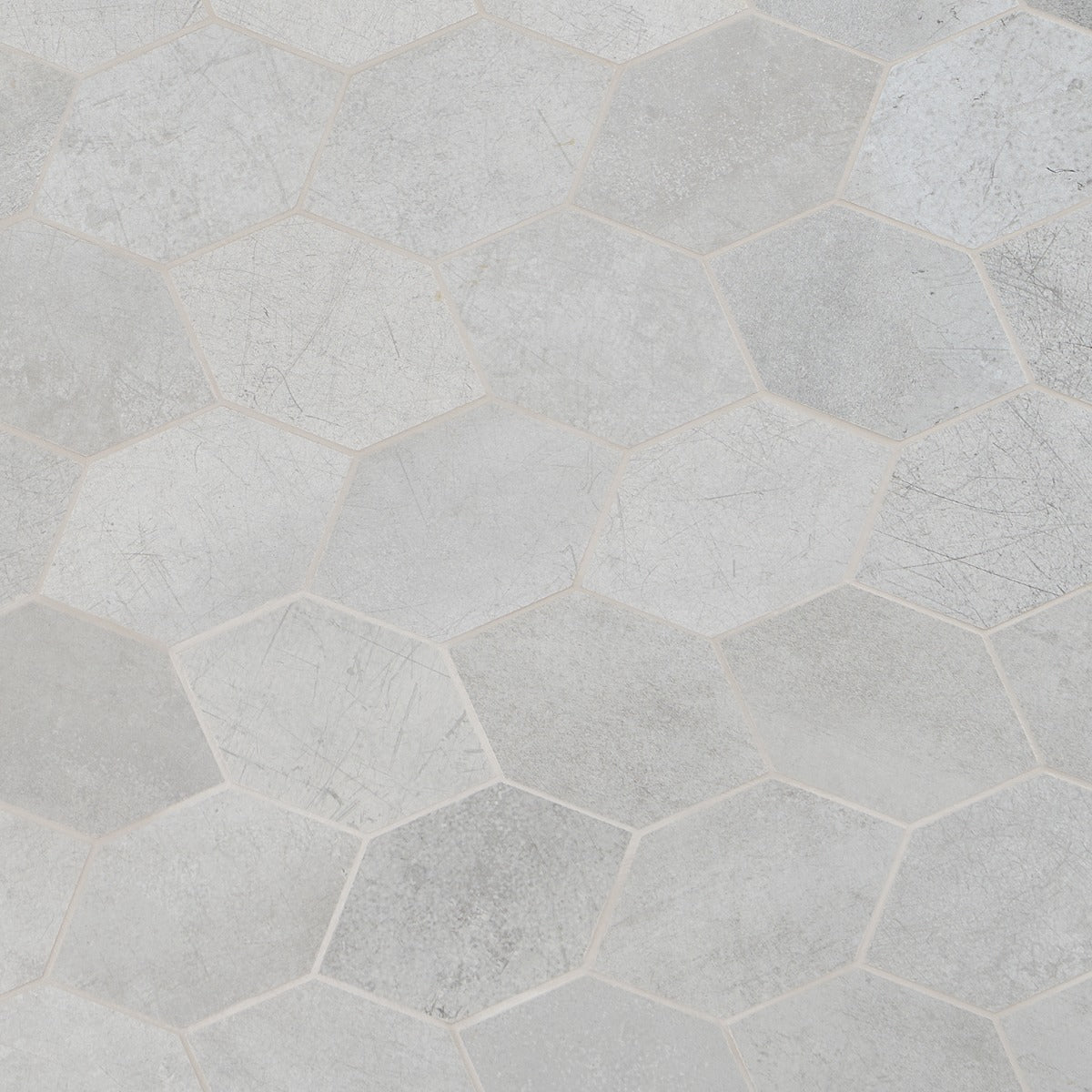 Bond Nimbus Silver Foliage Hexagon Matte Porcelain Mosaic Tile - Lux Tile
