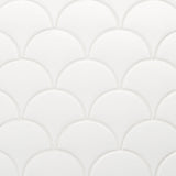 Highwater Blanco White 5" Fish Scale Matte Ceramic Wall Tile