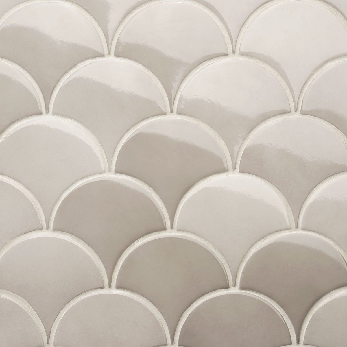 Lux Tile Mist Gray Fish Scale Polished Ceramic Wall Tile - 5"