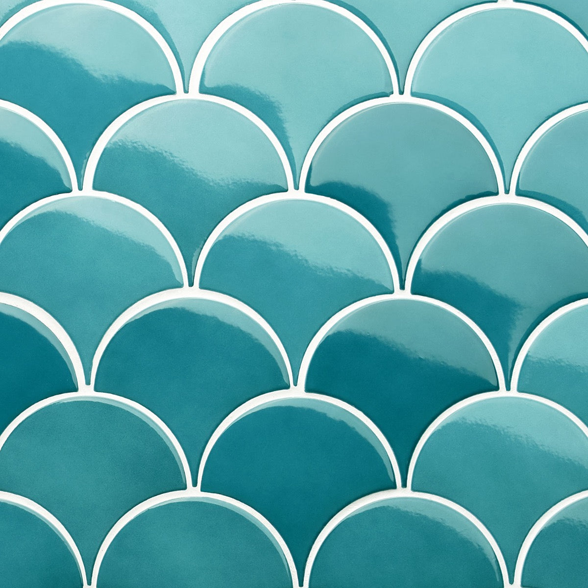 Highwater Teal 5" Fish Scale Polished Ceramic Wall Tile
