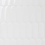 Parry White 3x8 Fishscale Glossy Ceramic Wall Tile - Tilebar