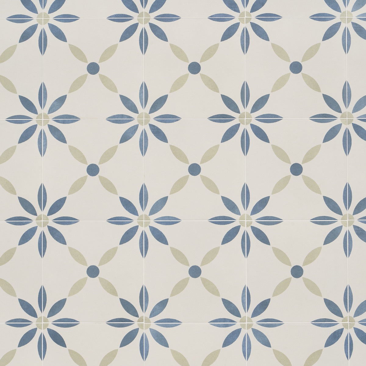 Lapaz White Flower 9x9 Matte Porcelain Tile - Mediterranean Design