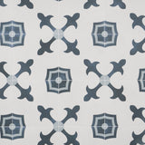 Lapaz White & Blue Herald 9x9 Matte Porcelain Tile - Mediterranean Design