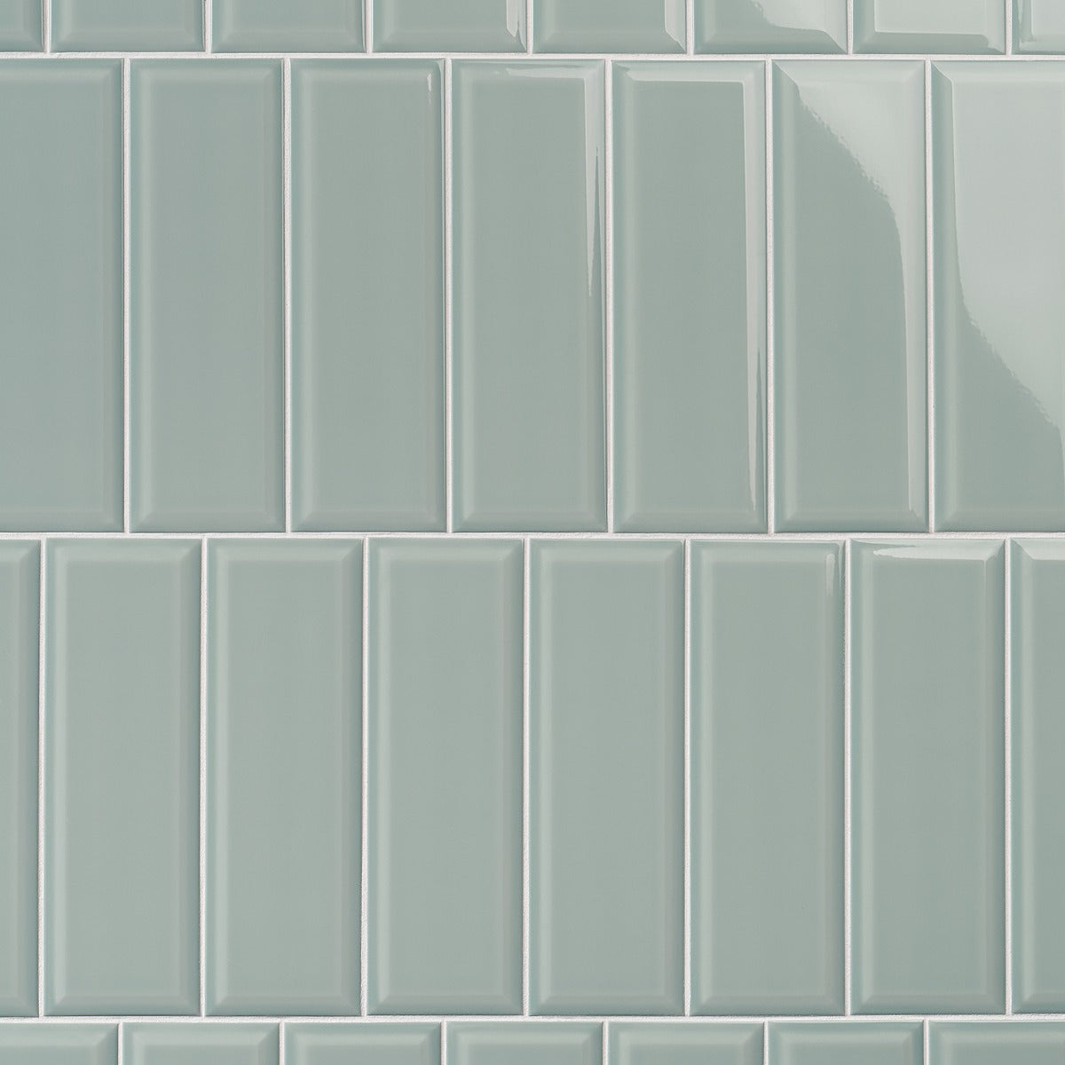 Lux Tile Rise Sage Green 4x12 Beveled Glossy Ceramic Subway Tile