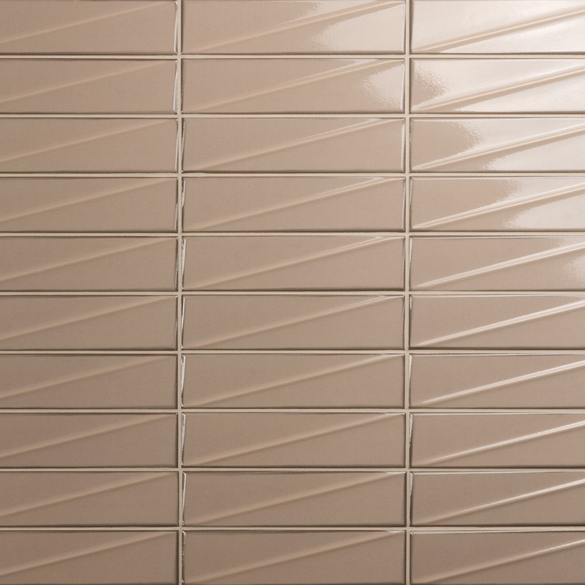 Axelle Dune Beige 3D Glossy Ceramic Subway Tile - 3x12