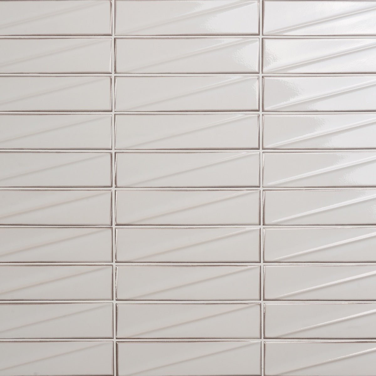 Axelle Ice White 3D Glossy Ceramic Subway Tile - 3x12