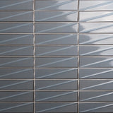 Axelle Misty Gray 3D Glossy Ceramic Subway Tile - 3x12