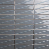 Axelle Misty Gray 3x12 3D Glossy Ceramic Subway Tile - Lux Tile
