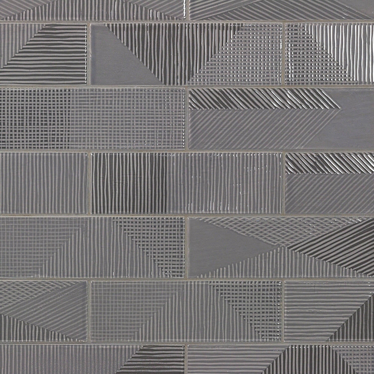 Tilebar Enigma Graphite Gray 2x8 Polished Textured Ceramic Wall Tile