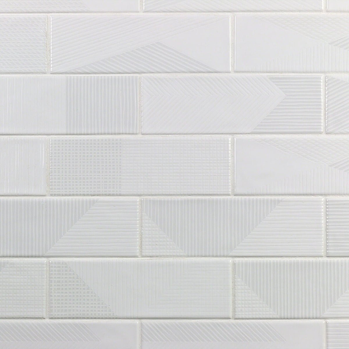 Enigma White 2x8 Textured Polished Ceramic Subway Tile - Lux Tile