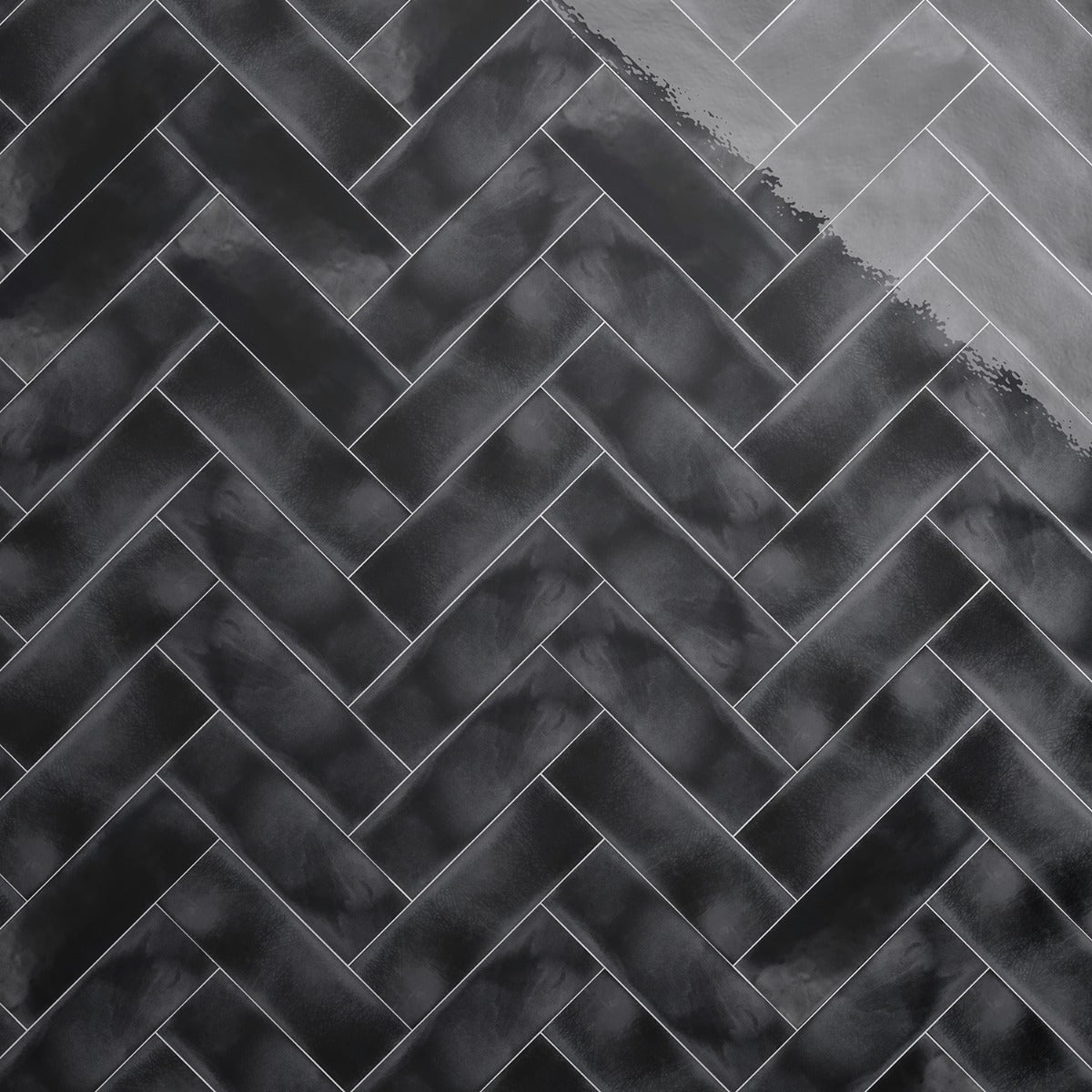 Diesel Camp Smoke Black 4x12 Glossy Ceramic Subway Tile - Lux Tile
