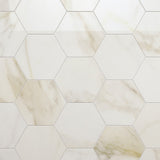Amalfi Calacatta 6" Hexagon Polished Porcelain Tile - Lux Tile